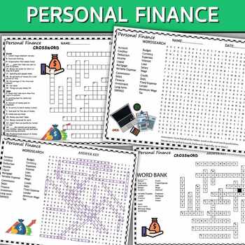 Preview of Personal Finance Fun Puzzles ,Word Search And Crosswords