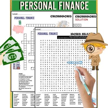 Preview of Personal Finance Fun Worksheets , Word Search And Crossword