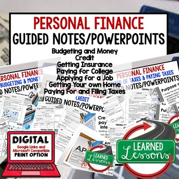Preview of Personal Finance Guided Notes & PowerPoint, Economics Financial Literacy