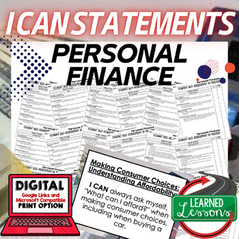 Preview of Personal Finance I Can Statements & Posters Self-Assessment Economics