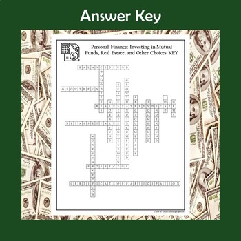 Personal Finance Investing in Mutual Funds and Real Estate Crossword Puzzle