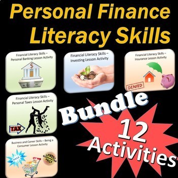 Preview of Personal Financial Literacy Skills Activity Bundle - EDITABLE + Bonus Files
