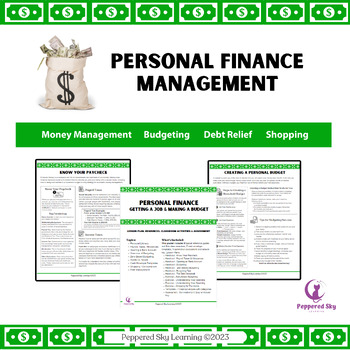 Preview of Personal Finance Management Unit - Worksheets, Recourses, Assessment