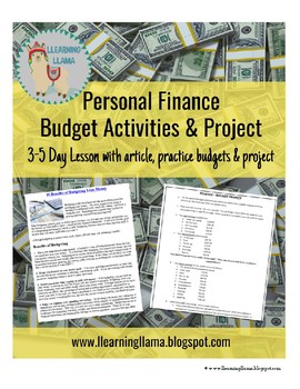 Preview of Personal Finance Mini Lesson Budget Project