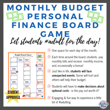 Preview of Personal Finance Monthly Budget Board Game (editable!)