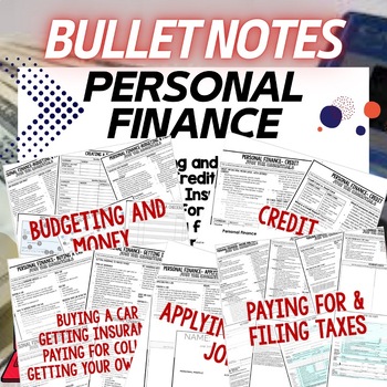 Preview of Personal Finance Outline Notes Bullet Notes Unit Review Test Prep Economic Notes