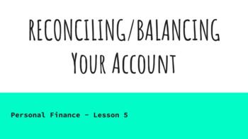 Preview of Personal Finance PDF: Reconciling/Balancing YOUR Checking Account