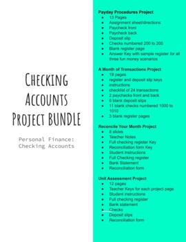 Preview of Personal Finance PROJECT BUNDLE: Checking Accounts - PDF