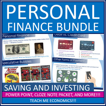 Preview of Personal Finance Powerpoint Bundle, Savings, Investing, Credit Cards, Economics