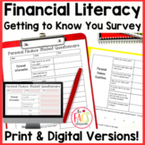 Financial Literacy Getting To Know You Student Interest Su