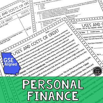 Preview of Personal Finance Reading Activity Bundle (SS6E13a-d, SS7E10a-d) GSE Aligned