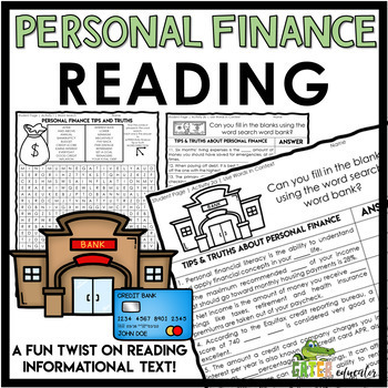 Preview of Personal Finance Reading Comprehension Passage Activities & Word Search