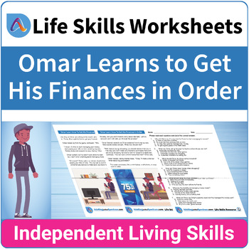 Preview of Autism Reading Comprehension Finance Worksheet - Omar Get His Finances in Order