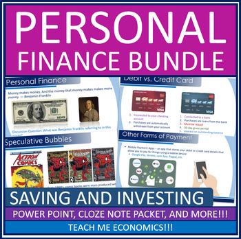 Preview of Personal Finance Saving Investing Credit Cards Powerpoint Cloze Notes Economics