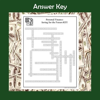 Personal Finance Saving For The Future Crossword Puzzle Tpt