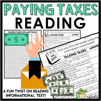 Preview of Personal Finance | TAXES | Reading Comprehension Word Search | Writing Prompts