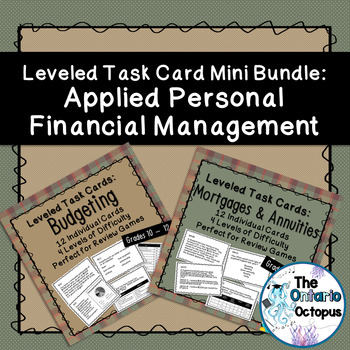 Preview of Personal Finance Task Cards Mini Bundle - Leveled - Suitable for Review Games