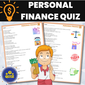 Preview of Personal Finance Trivia Quiz | Financial Literacy Assessment | Money Management