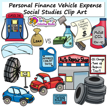 Preview of Personal Finance Clip Art - Vehicle Expense Set