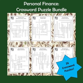 Preview of Personal Finance Vocabulary Crossword Puzzle Bundle