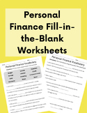 Personal Finance Vocabulary Fill-in-the-blank Worksheets /