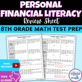 Personal Financial Literacy 8th Grade Math Review Sheet | 
