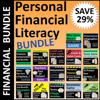 Preview of Personal Financial Literacy Activities Bundle  SAVE 29%