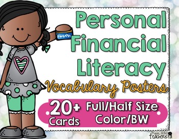 Preview of Personal Financial Literacy [Economics] Vocabulary Posters & Word Wall Cards