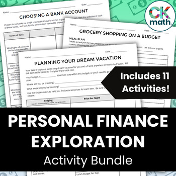Preview of Personal Financial Literacy Exploration Bundle - Includes 11 Research Activities