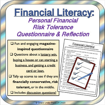 Preview of Personal Finance Worksheets: Financial Risk Tolerance Questionnaire & Reflection