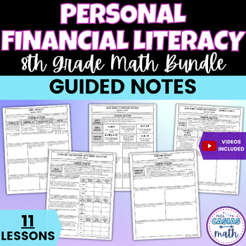 Preview of Personal Financial Literacy Guided Notes BUNDLE 8th Math Pre-Algebra