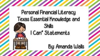 Preview of Personal Financial Literacy I Can Statements