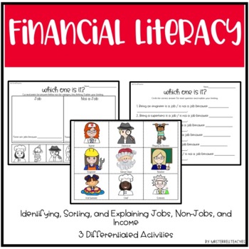 Preview of Personal Financial Literacy Jobs Income Community Helpers Kindergarten 1st Grade