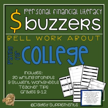 Preview of Financial Literacy - Bell Work - PAYING FOR COLLEGE