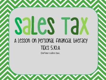 Preview of Personal Financial Literacy - Sales Tax PowerPoint