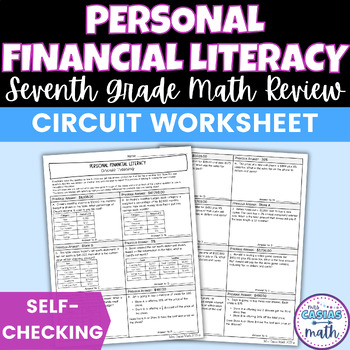 Preview of Personal Financial Literacy Self Checking Circuit Activity 7th Grade Math