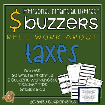 Preview of Financial Literacy - TAXES - Bell Work & Prompts