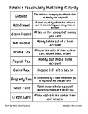 Personal Financial Literacy Vocabulary Cut-and-Paste