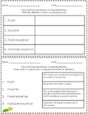 Personal Financial Literacy Vocabulary Notebook Page