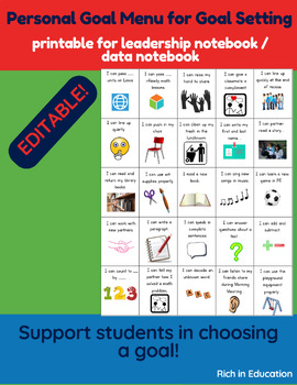 Preview of Personal Goal Menu EDITABLE