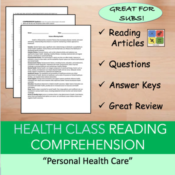 Preview of Personal Health Care - Health Reading Comprehension Bundle