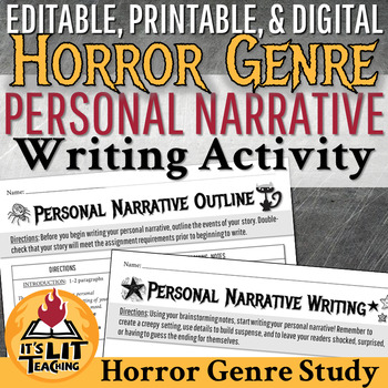 Preview of Personal Horror Narrative Writing Activity | Printable & Digital