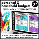 Personal & Household Budgets Digital Math Activity | Finan