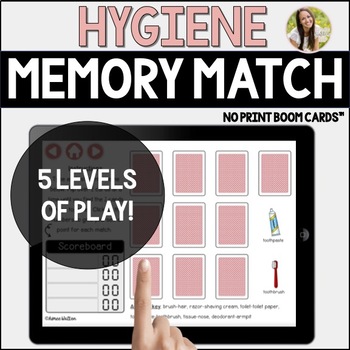 Preview of Personal Hygiene Associations Memory Match Game Boom Cards™