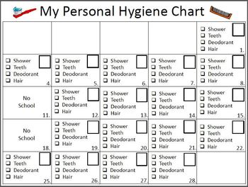 Preview of Personal Hygiene Chart