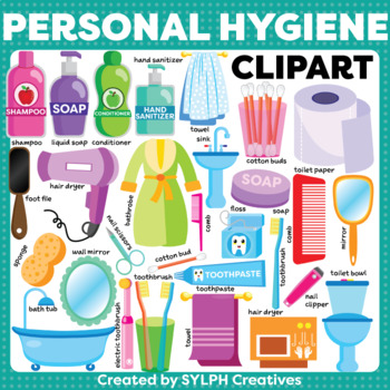 Personal Hygiene Moveable ClipArt for ESL Activities by SYLPH Creatives