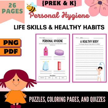 Preview of Personal Hygiene Functional Life Skills Healthy Habits: Puzzles, coloring pages