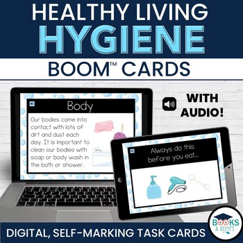 Preview of Personal Hygiene: Healthy Living BOOM CARDS - Digital Interactive Task Cards