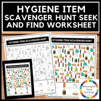 Preview of Personal Hygiene Life Skills Seek and Find Activity Printable and Digital