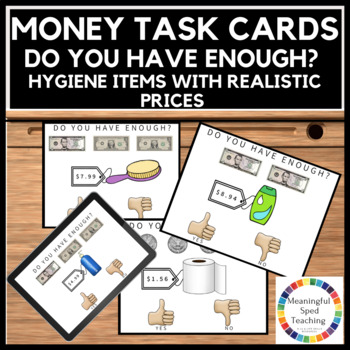 Preview of Personal Hygiene Life Skills Yes or No Money Math Questions Task Cards